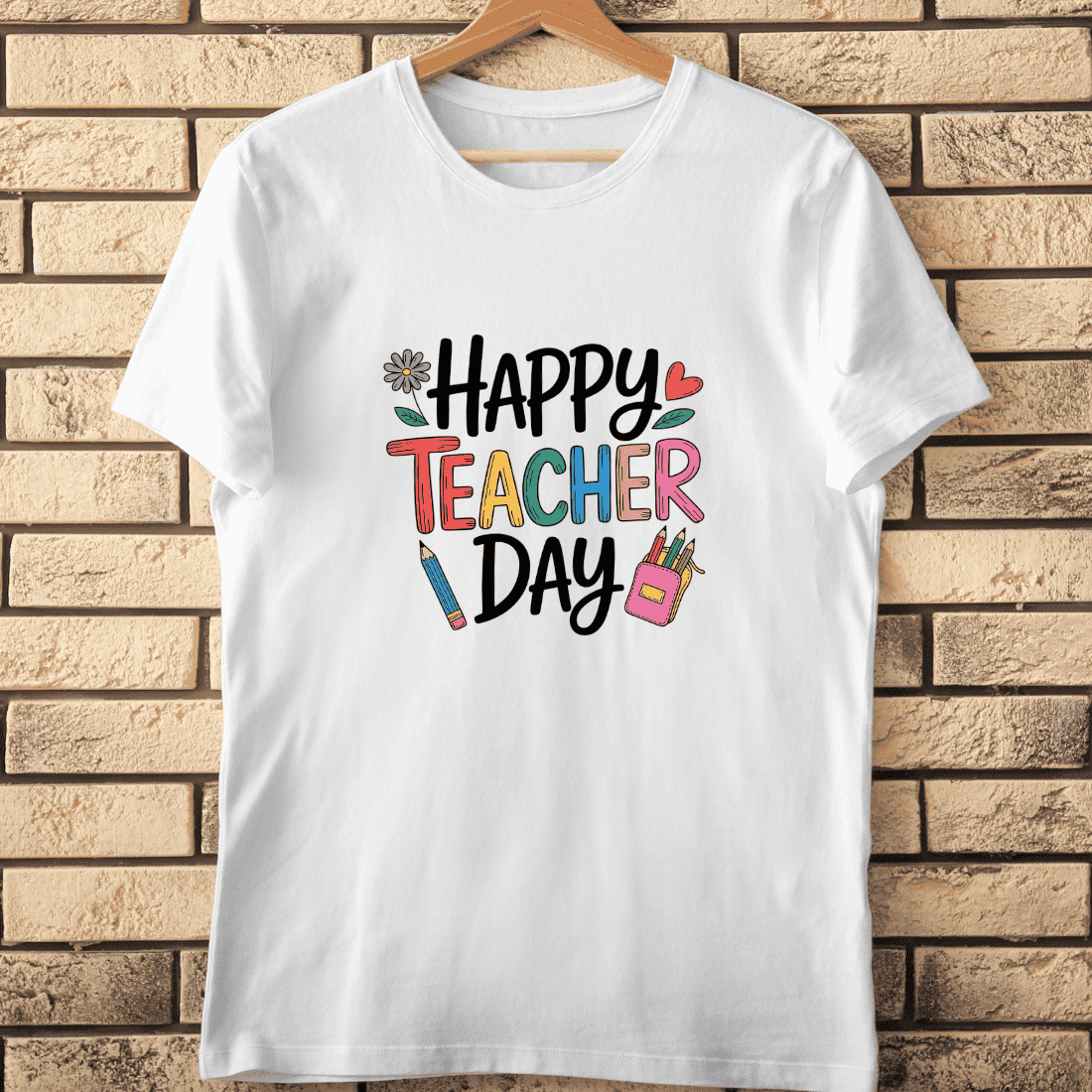 Colorful Teacher's Day T-Shirt Design cover image.