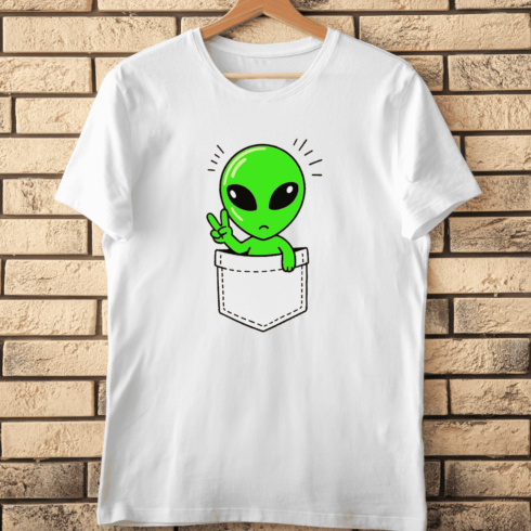 Cute Alien in Pocket PNG T-Shirt Design cover image.