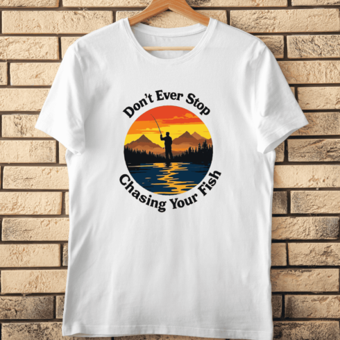 Fisherman Silhouette at Sunset T-Shirt Design cover image.