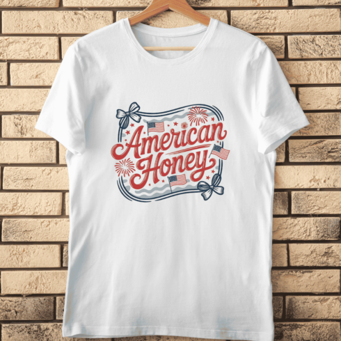 Cute Bows and Fireworks American T-Shirt Design cover image.