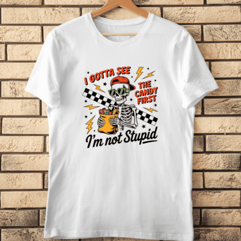 Trick or Treat Skeleton T-Shirt Design cover image.
