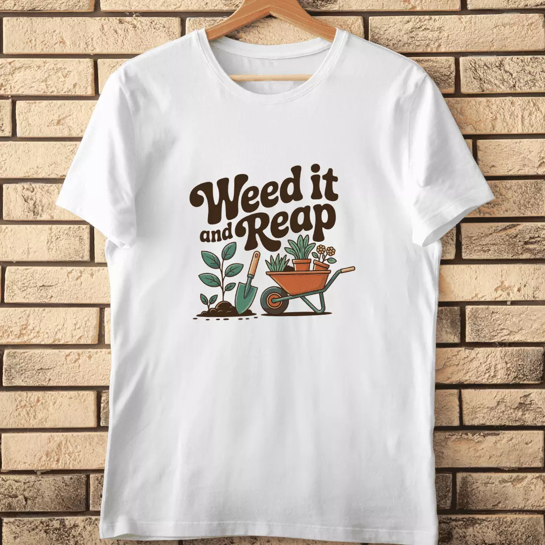 Weed It and Reap Fun Gardening T-Shirt Design cover image.