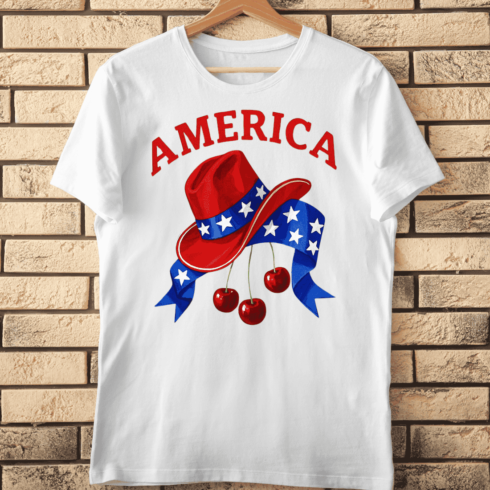 America Cowboy Hat Cherries PNG T-Shirt Design cover image.
