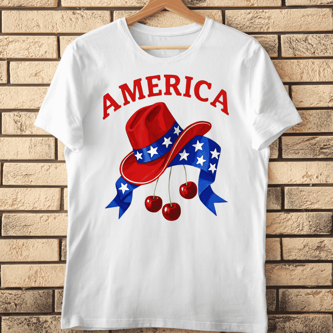 America Cowboy Hat Cherries PNG T-Shirt Design cover image.