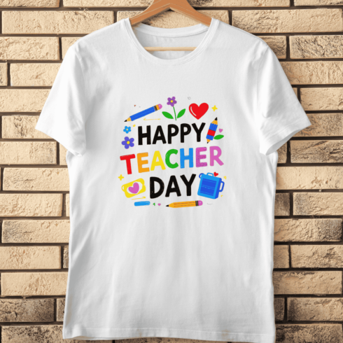 Happy Teacher's Day Educational T-Shirt Design cover image.