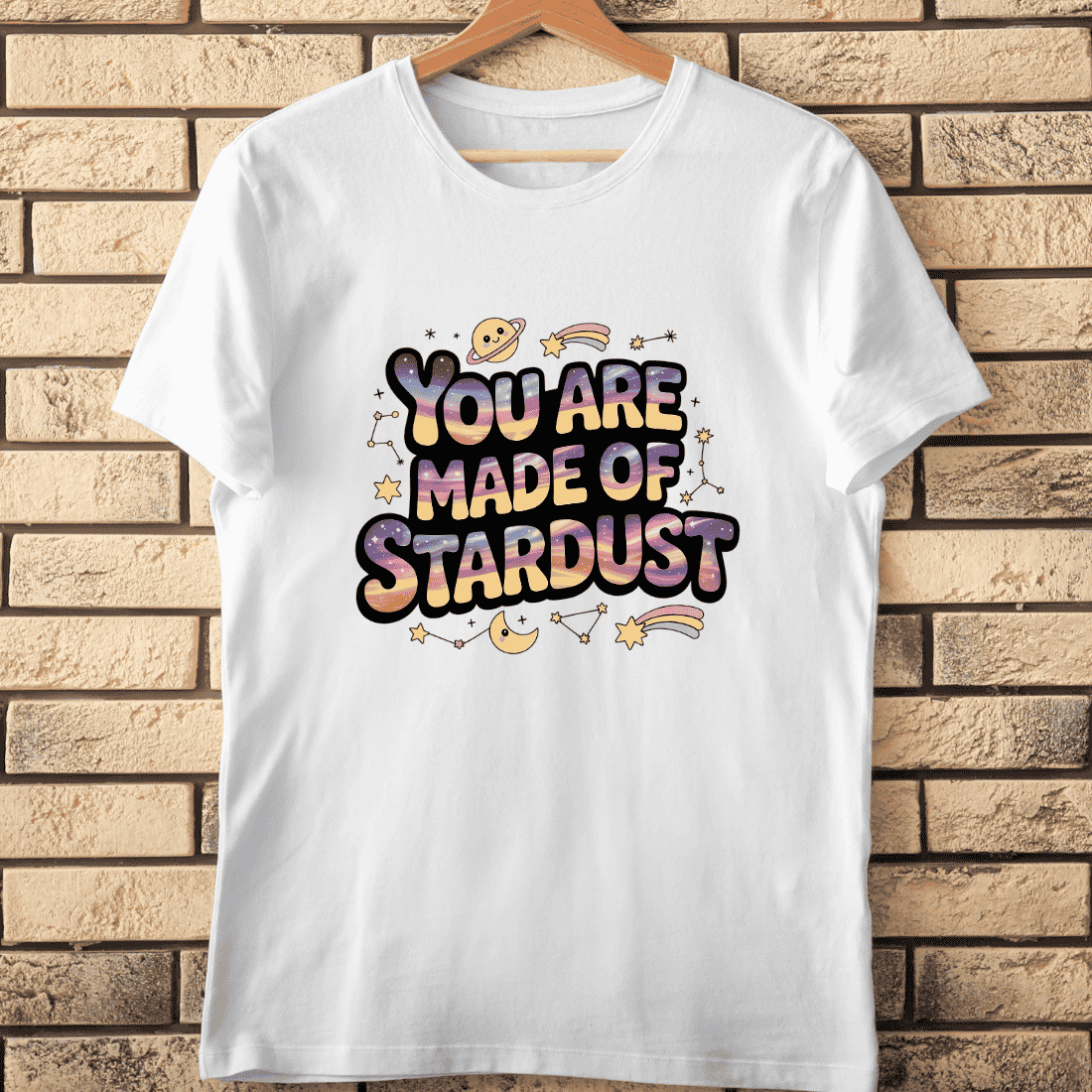 Adorable Cosmic Typography T-Shirt Design cover image.