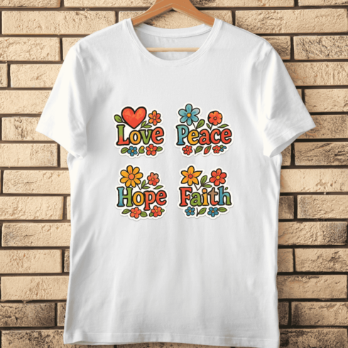 Vintage Positive Vibes Flower T-Shirt Design cover image.