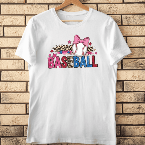 Baseball Glitter Leopard PNG T-Shirt Design cover image.