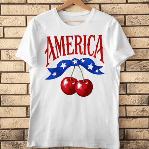 America Cherries Star Bow T-Shirt Design cover image.