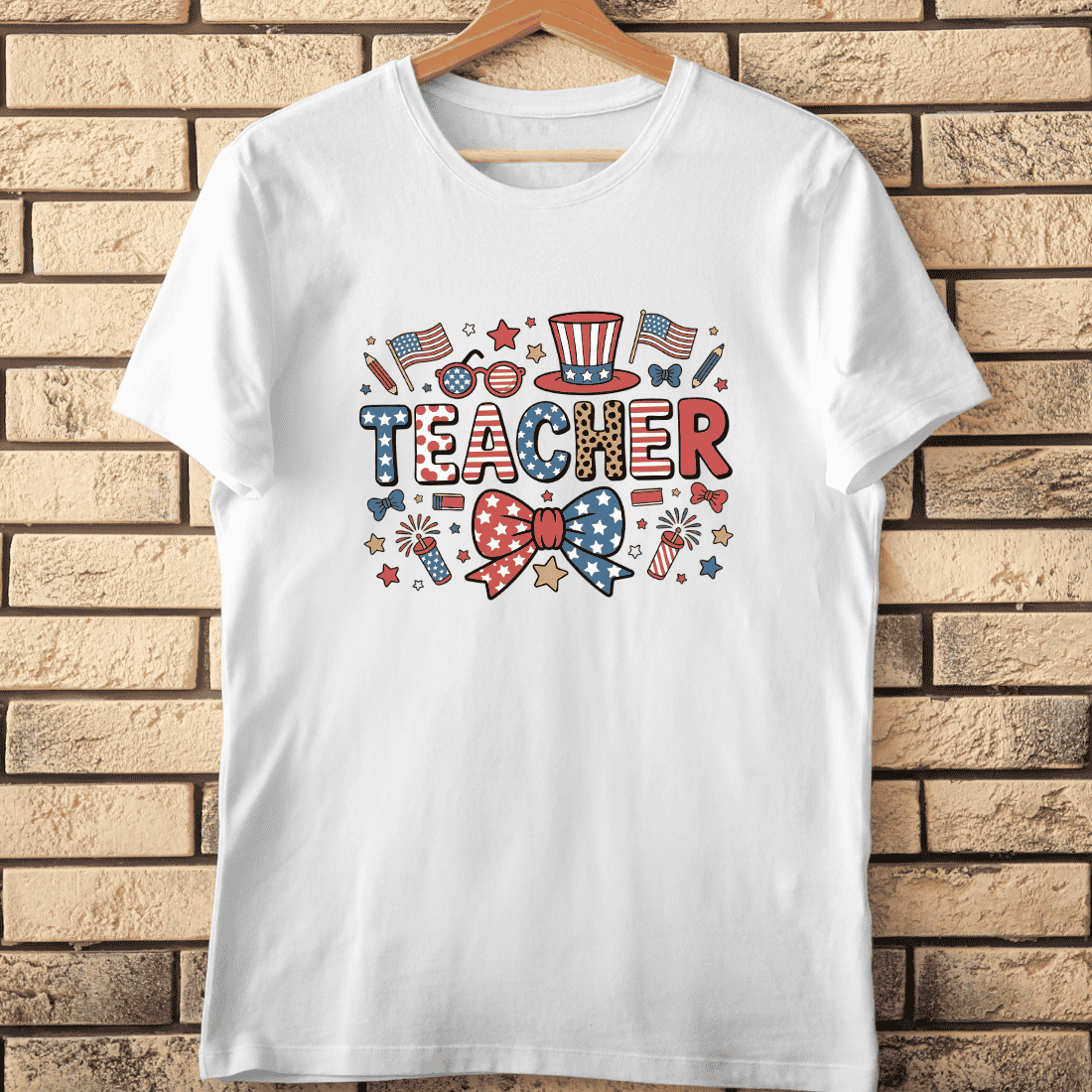 Patriotic Teacher Fourth of July T-Shirt Design cover image.