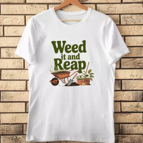 Cute Garden Tools and Plants T-Shirt Design cover image.