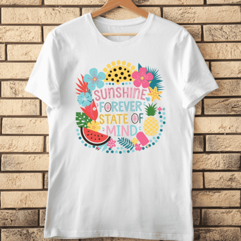Sunshine Forever State of Mind T-Shirt Design cover image.