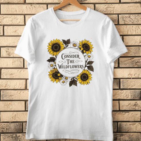 Rustic Wildflower with Sunflowers T-Shirt Design cover image.