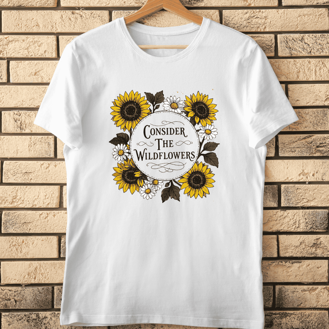 Rustic Wildflower with Sunflowers T-Shirt Design cover image.