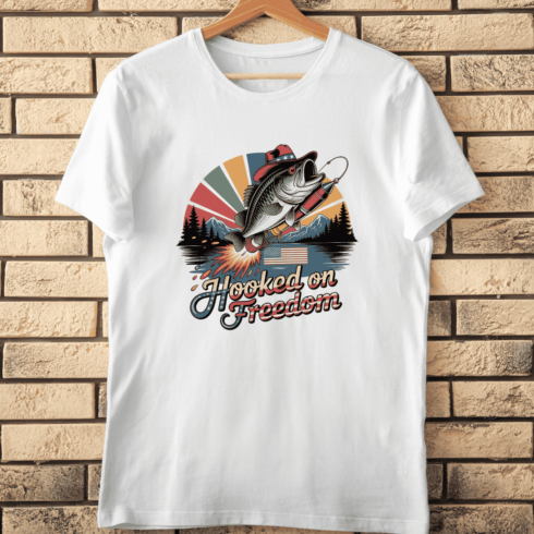 Independence Day Fishing T-Shirt Design cover image.