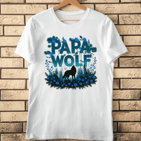 Wilderness Papa Wolf for Nature Lovers T-Shirt Design cover image.
