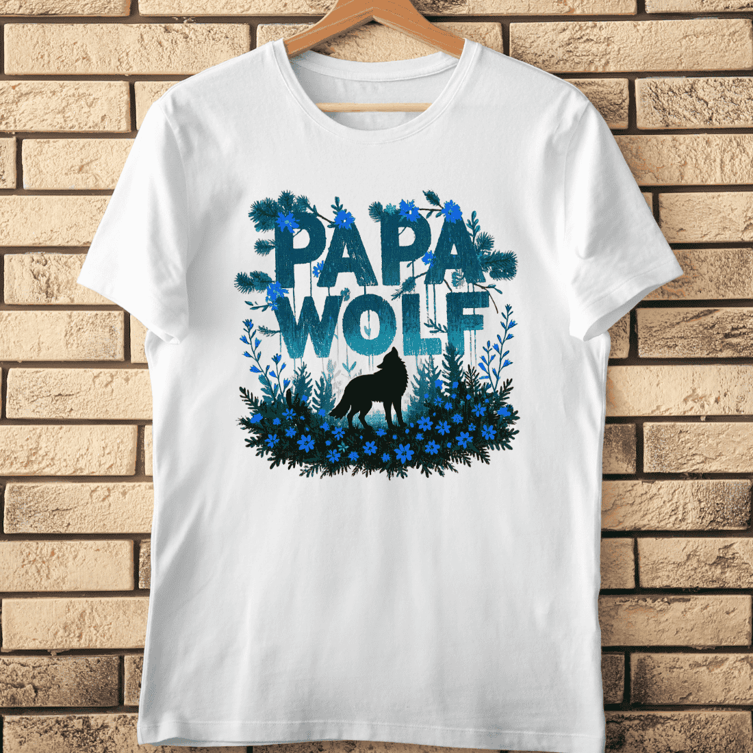 Wilderness Papa Wolf for Nature Lovers T-Shirt Design cover image.