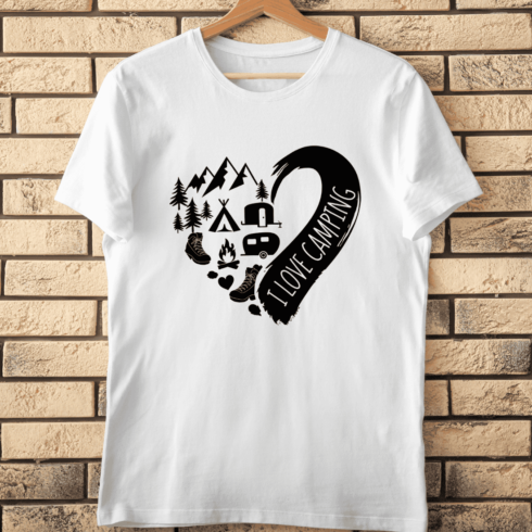 I Love Camping Heart PNG T-Shirt Design cover image.