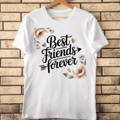 Hand-Lettered Best Friends T-Shirt Design cover image.