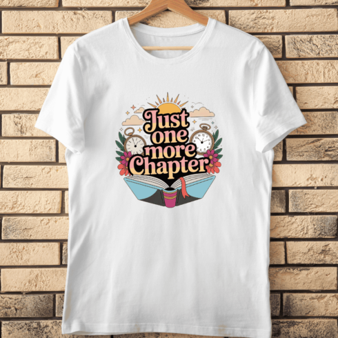 Reading Quote With Flowers & Book T-Shirt Design cover image.