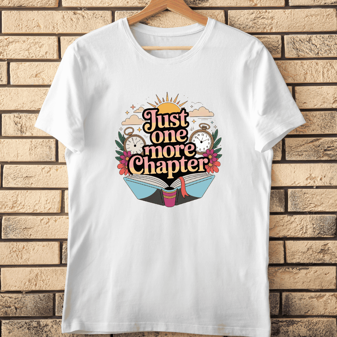 Reading Quote With Flowers & Book T-Shirt Design cover image.