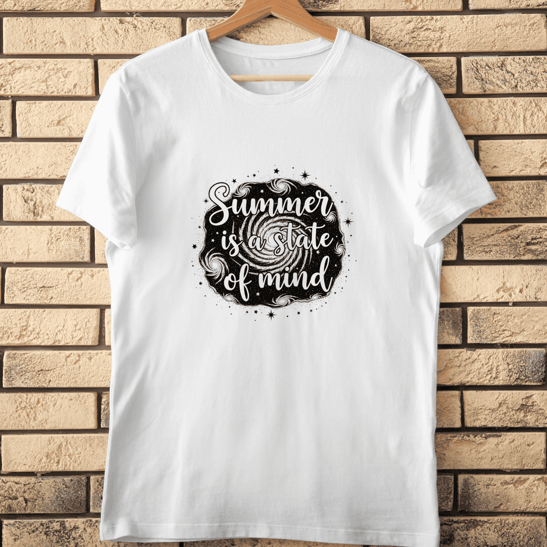 Motivational Typography Space Theme T-Shirt Design cover image.