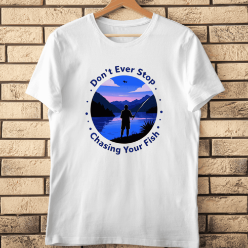 Fisherman Silhouette T-Shirt Design cover image.