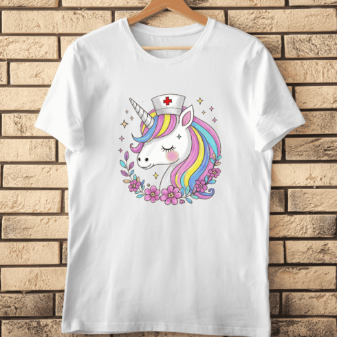 Cute Healthcare Unicorn T-Shirt Design cover image.