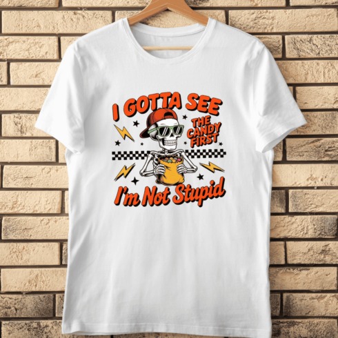 Spooky Season Smart Skeleton T-Shirt Design cover image.