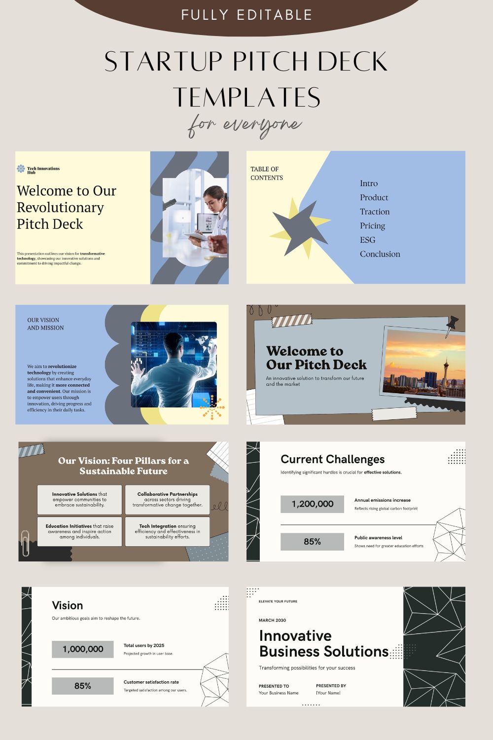VentureVision 2025 Pitch Deck PowerPack – 45+ Investor-Ready PowerPoint Slides pinterest preview image.