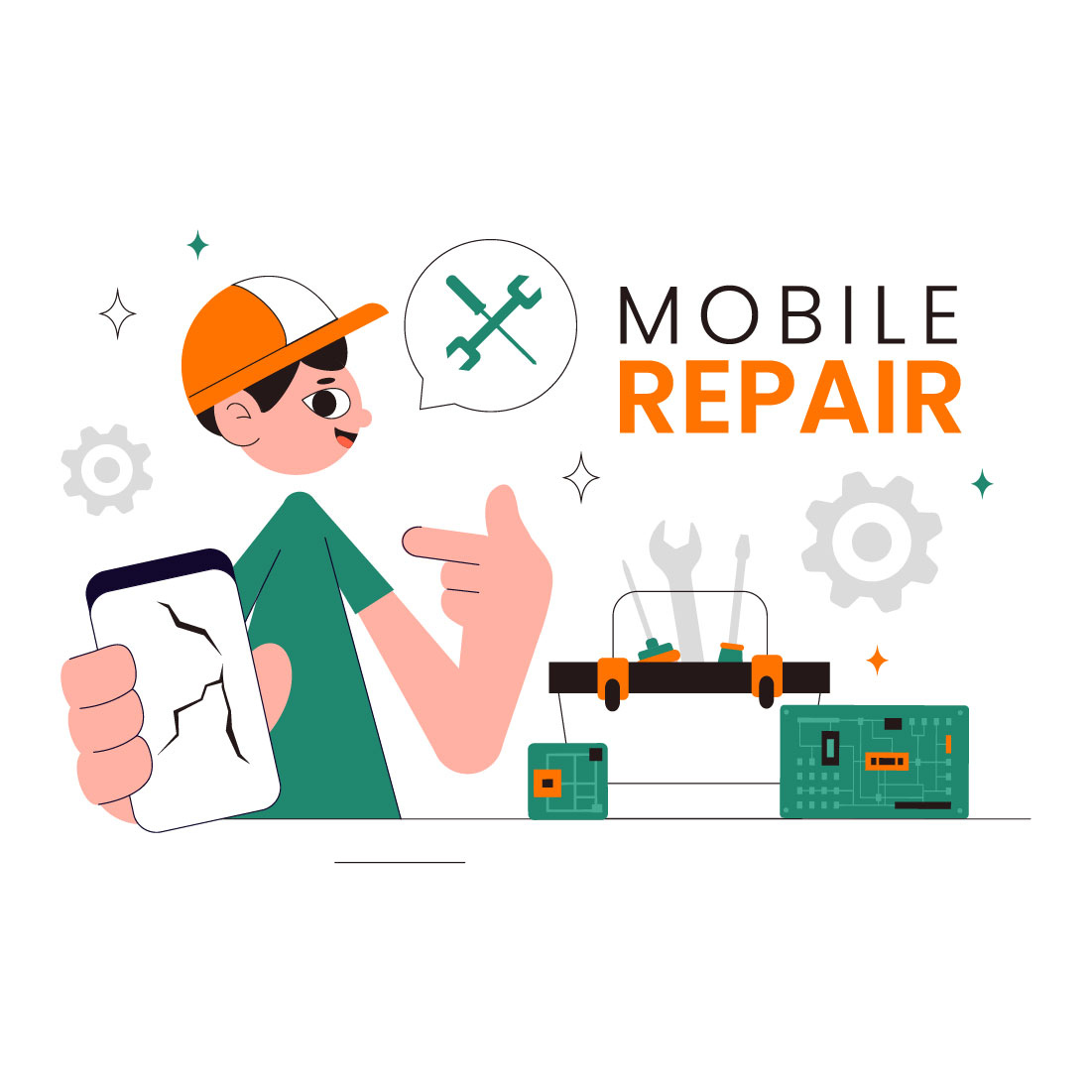 10 Mobile Repair Service Illustration cover image.