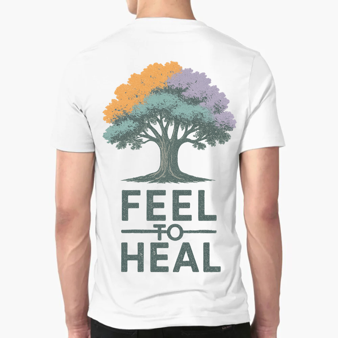 Feel to Heal – Emotional Growth Tree T-Shirt Design preview image.