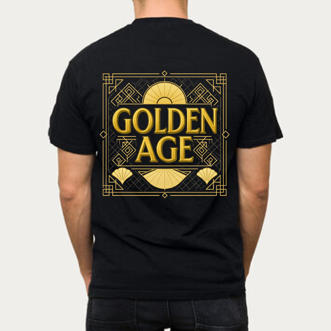 Golden Age Art Deco T-Shirt Design - Vintage 1920s Geometric Graphic Tee preview image.