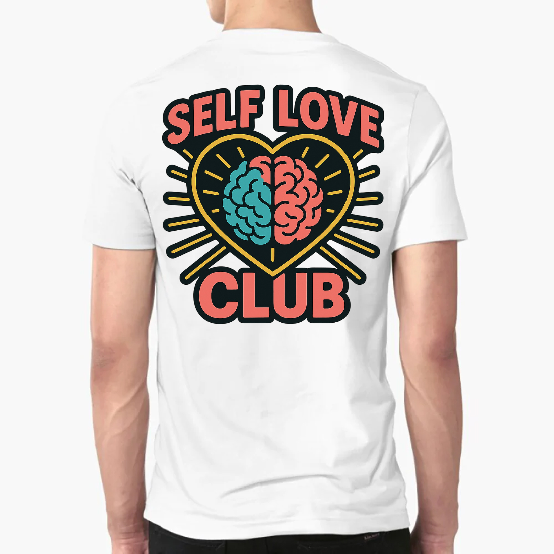 Self Love Club Brain Heart T-Shirt Design preview image.