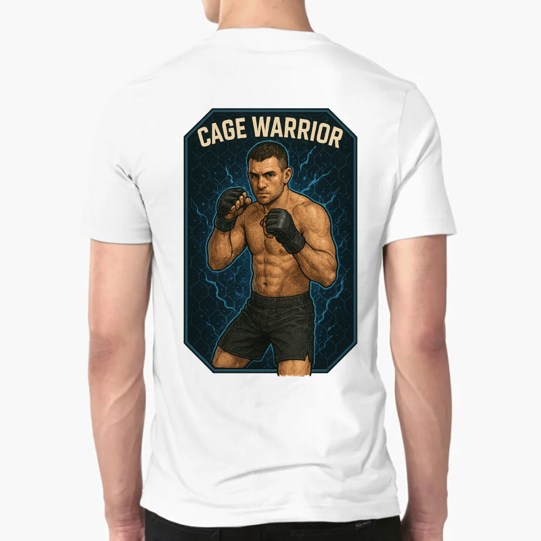 Cage Warrior MMA T-Shirt Design - Mixed Martial Arts Fighter Vector Art preview image.