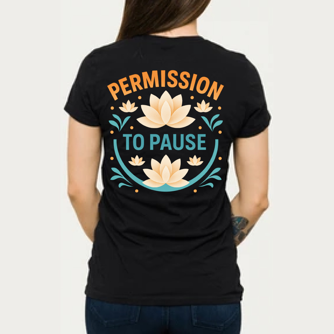 Permission To Pause Lotus Flower T-Shirt Design preview image.