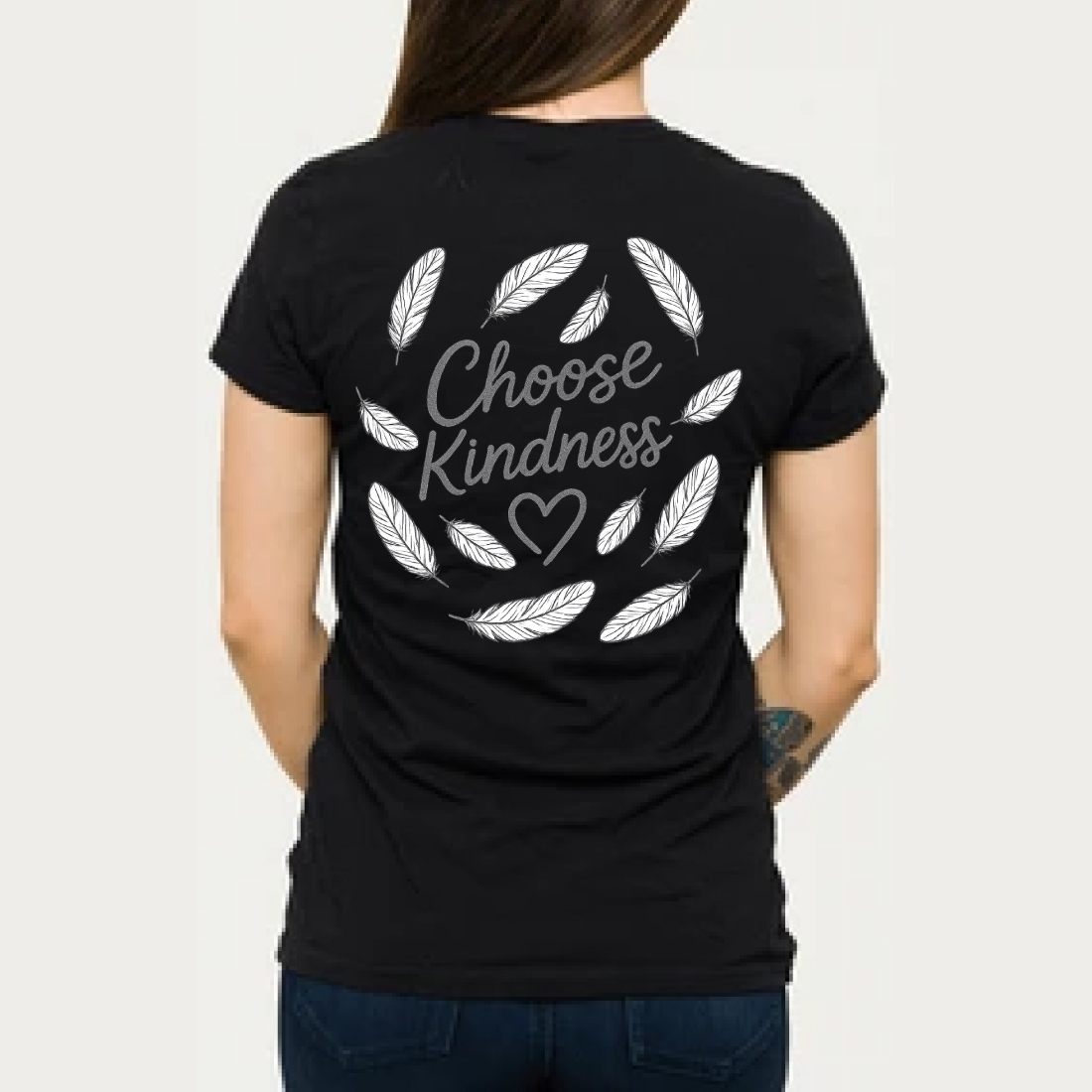 Choose Kindness – Feather Wreath Inspirational T-Shirt Design preview image.