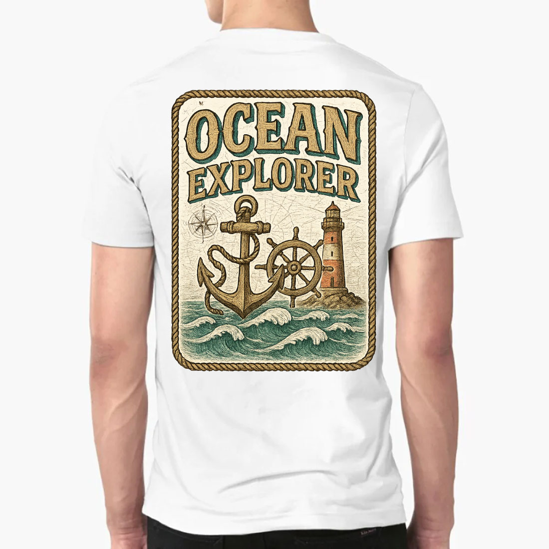 Ocean Explorer Vintage Nautical T-Shirt Design - Maritime Adventure Graphic Tee preview image.