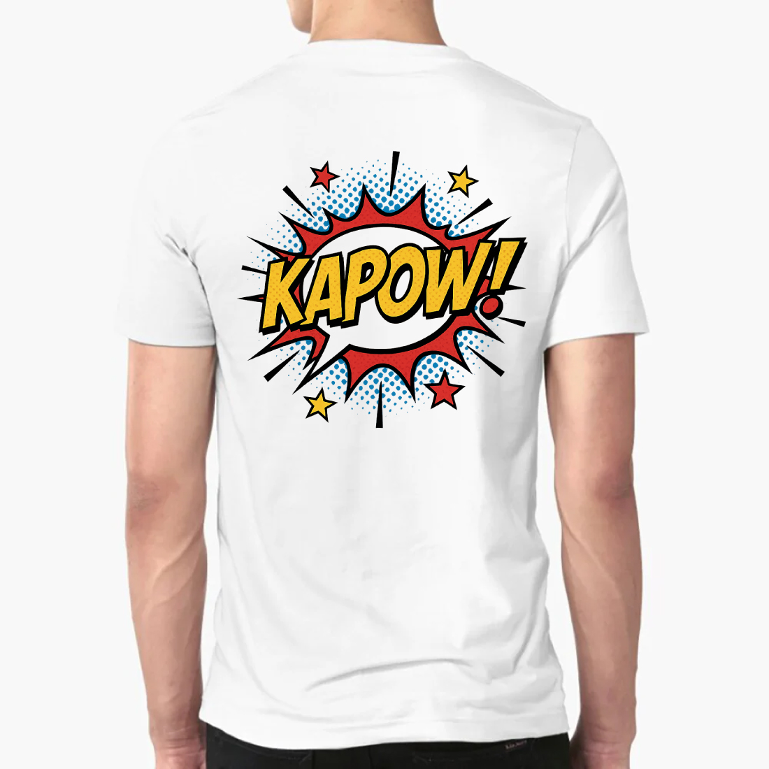 KAPOW Comic Book Pop Art T-Shirt Design - Retro Superhero Graphic Tee preview image.