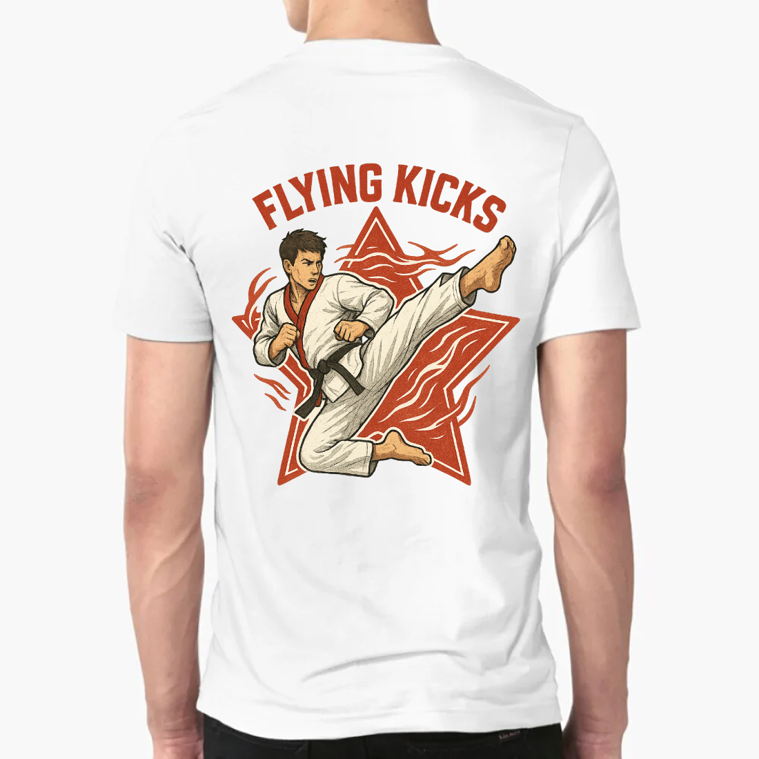 Flying Kicks Karate T-Shirt Design - Martial Arts Taekwondo Vector Art preview image.