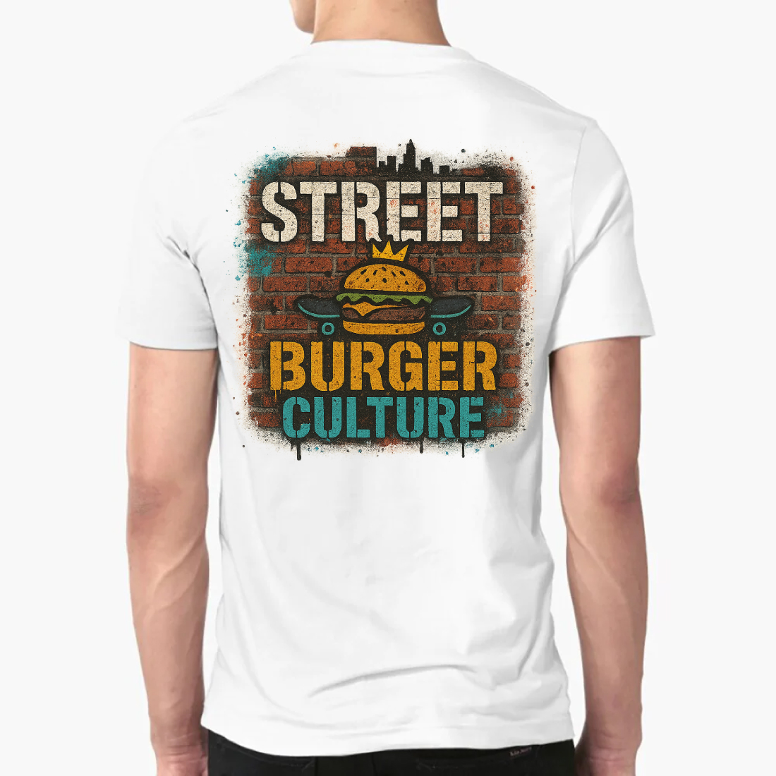 Street Burger Culture Urban T-Shirt Design - Grunge Food Graphic preview image.