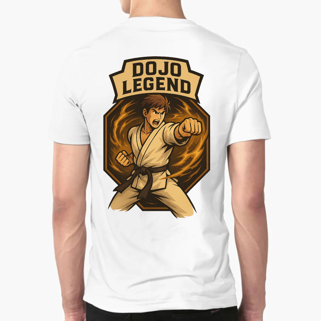 Dojo Legend Karate Fighter T-Shirt Design Vector preview image.