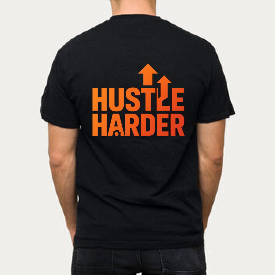 HUSTLE HARDER T-shirt design preview image.