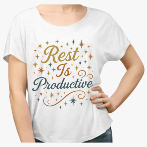 Rest Is Productive - Motivational Quote T-Shirt Design cover image.