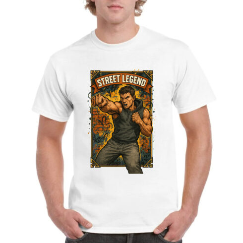 Street Legend Fighter T-Shirt Design - Urban Combat Street Art Vector cover image.