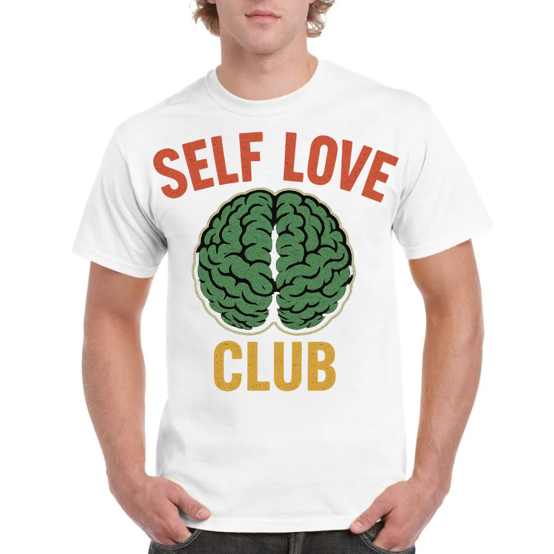 Self Love Club – Mental Wellness Brain T-Shirt Design cover image.