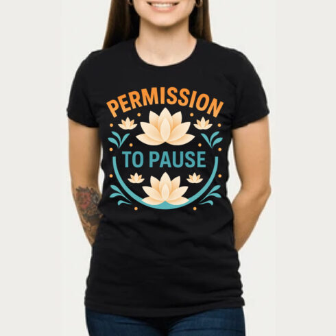 Permission To Pause Lotus Flower T-Shirt Design cover image.