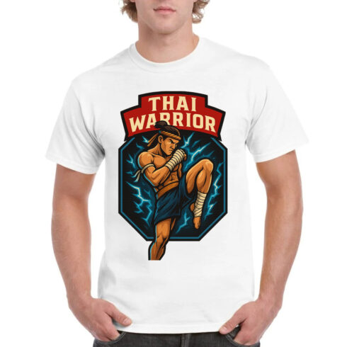 Thai Warrior Muay Thai Fighter T-Shirt Design Vector cover image.