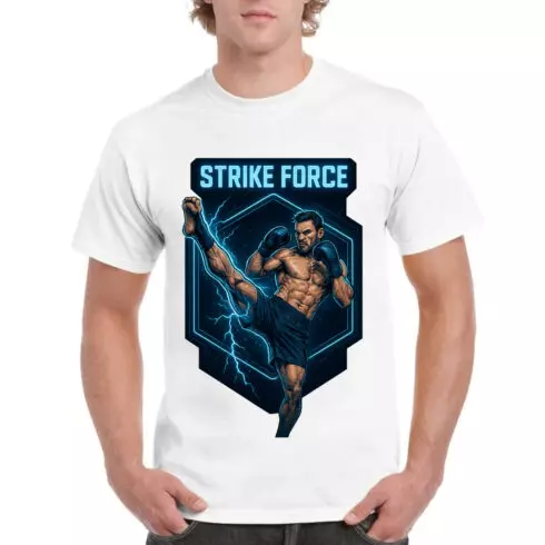 Strike Force Fighter T-Shirt Design - Combat Sports Martial Arts Graphic Tee Vector Art cover image.