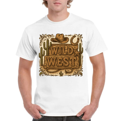 Wild West Cowboy T-Shirt Design - Vintage Western Ranch Graphic Tee cover image.